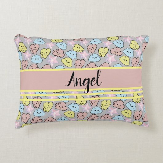 Waterverf Sterren & Wolkenpatroon Accent Kussen (Voorkant)