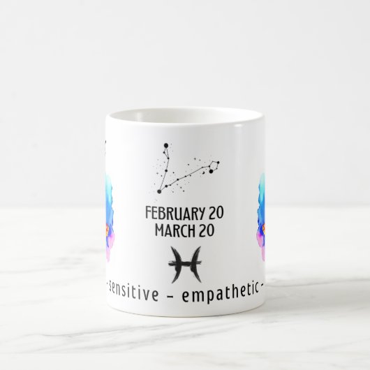 waterverf Sterrenbeeld Vissen en eigenschappen Koffiemok (Center)