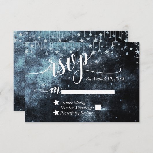 Waterverf Sterrennacht Celestial Bruiloft RSVP (Voorkant / Achterkant)