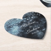 Waterverf Sterrennacht Celestial Wedding Monogram Kartonnen Onderzetters (Gekanteld)