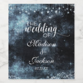 Waterverf Sterrennacht Celestial Wedding Monogram Wijn Etiket (Enkel label)