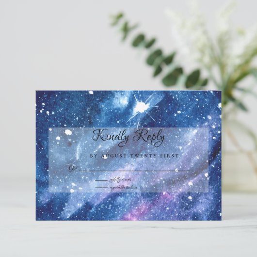 Waterverf Sterrennacht Sky RSVP Kaartje (Staand voorkant)