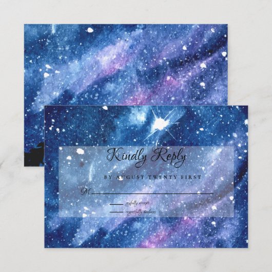 Waterverf Sterrennacht Sky RSVP Kaartje (Voorkant / Achterkant)