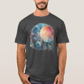 Waterverf Sterrenstelsel Abstracte Kunst Grijs T-shirt (Voorkant)