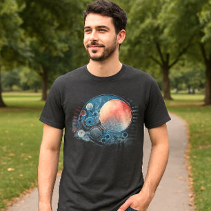 Waterverf Sterrenstelsel Abstracte Kunst Grijs T-shirt