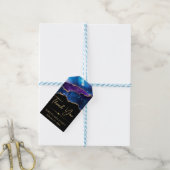 Waterverf Sterrenstelsel Glitter Agate Huwelijk Cadeaulabel (Met Touw)