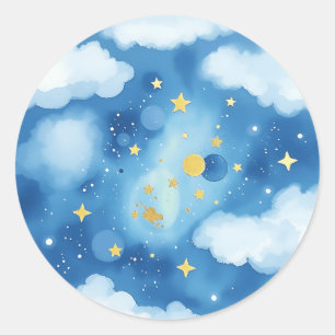 Waterverf Sterrenstelsel met Metallic Accenten Ronde Sticker
