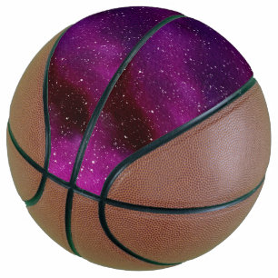 Waterverf sterrenstelsels paarse roze basketbal