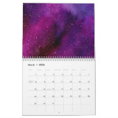 Waterverf Sterrenstelsels paarse roze Custom 2025 Kalender (Mar 2026)