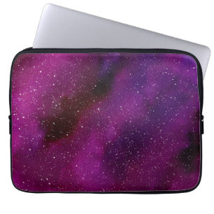 Waterverf sterrenstelsels paarse roze laptop sleeve