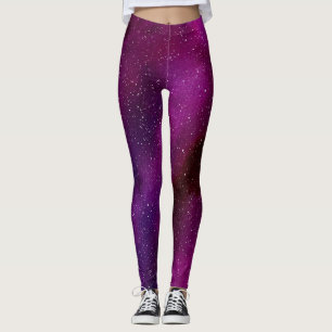 Waterverf sterrenstelsels paarse roze leggings