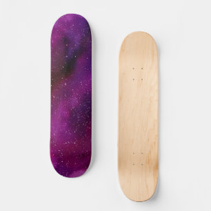 Waterverf sterrenstelsels paarse roze persoonlijk skateboard