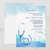 Waterverf Stethoscoopuitnodiging Kaart (Voorkant / Achterkant)