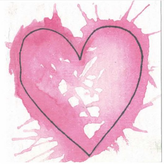 Waterverf Sticker hart (Voorkant)