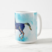 Waterverf stijl Aqua Blue Horse Mok Cup (Voorkant rechts)