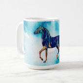 Waterverf stijl Aqua Blue Horse Mok Cup (Voorkant links)