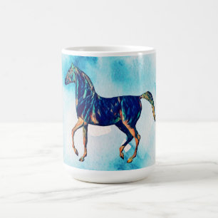 Waterverf stijl Aqua Blue Horse Mok Cup