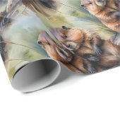 Waterverf stijl Bever paar dierlijke patroonkunst Cadeaupapier (Rol Hoek)