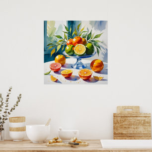 Waterverf stijl citrus vignet Poster