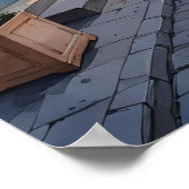 Waterverf stijl Cobblestone Shoppes Poster (Hoek)