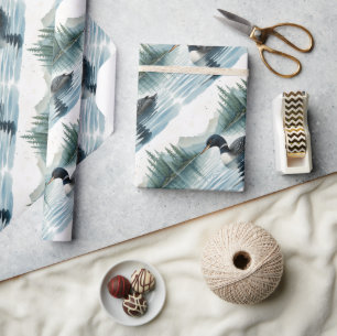 Waterverf stijl Common Loon Bird Zwemmeer Cadeaupapier