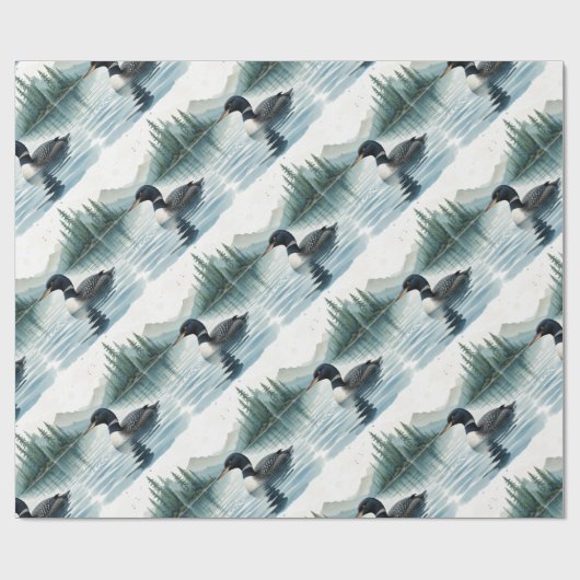 Waterverf stijl Common Loon Bird Zwemmeer Cadeaupapier (Vlak)