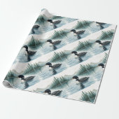 Waterverf stijl Common Loon Bird Zwemmeer Cadeaupapier (Uitgerold)