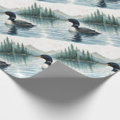 Waterverf stijl Common Loon Bird Zwemmeer Cadeaupapier (Hoek)