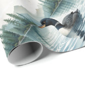 Waterverf stijl Common Loon Bird Zwemmeer Cadeaupapier (Rol Hoek)