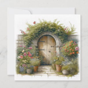 Waterverf stijl Cottage Tuinhek Hallo Kaart