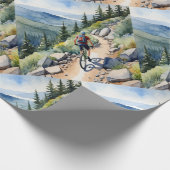 Waterverf stijl fietser Mountain Trails Cadeaupapier (Hoek)