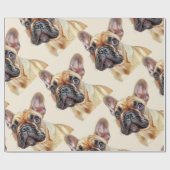 Waterverf stijl Franse Bulldog Leuke Dierenkunst Cadeaupapier (Vlak)