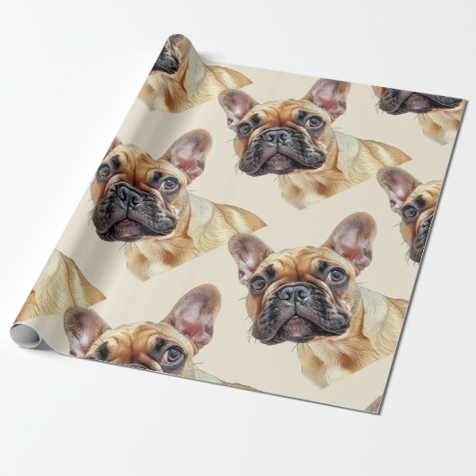 Waterverf stijl Franse Bulldog Leuke Dierenkunst Cadeaupapier (Uitgerold)