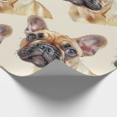 Waterverf stijl Franse Bulldog Leuke Dierenkunst Cadeaupapier (Hoek)