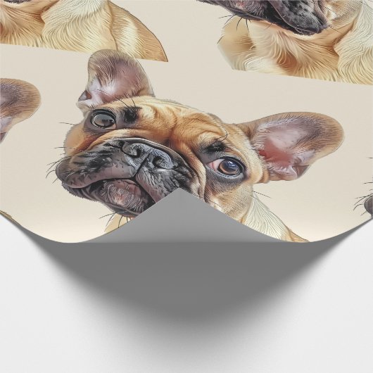 Waterverf stijl Franse Bulldog Leuke Dierenkunst Cadeaupapier (Hoek)