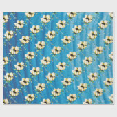  Waterverf Stijl Gele Bloemen & Blauw Cadeaupapier (Vlak)