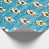  Waterverf Stijl Gele Bloemen & Blauw Cadeaupapier (Hoek)