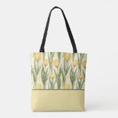Waterverf stijl gele tulpen, kleur blok tote bag (Achterkant)