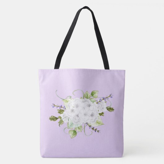 Waterverf stijl Hydrangeas en Lilacs Tote Bag (Voorkant)