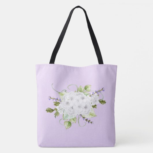 Waterverf stijl Hydrangeas en Lilacs Tote Bag (Achterkant)