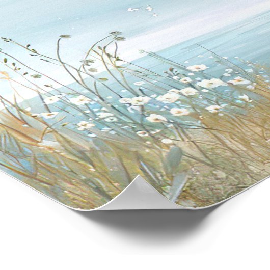 waterverf stijl illustratie strand scene poster (Hoek)