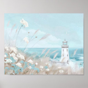 waterverf stijl illustratie vuurtoren poster