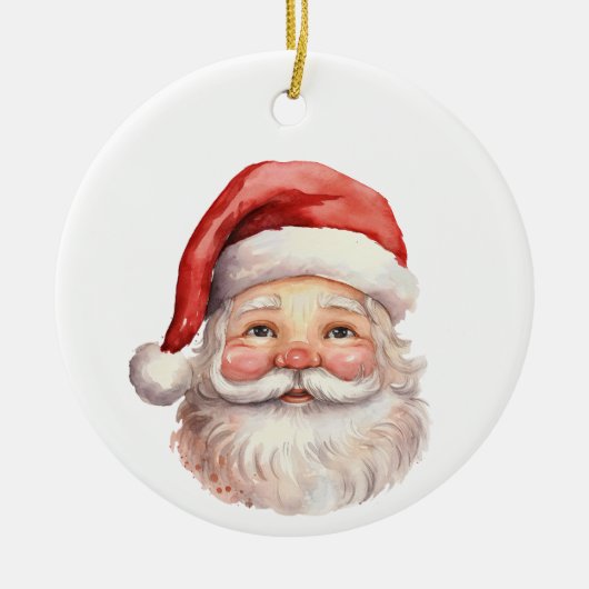 Waterverf stijl kerstman gezicht kerst keramisch ornament (Voorkant)