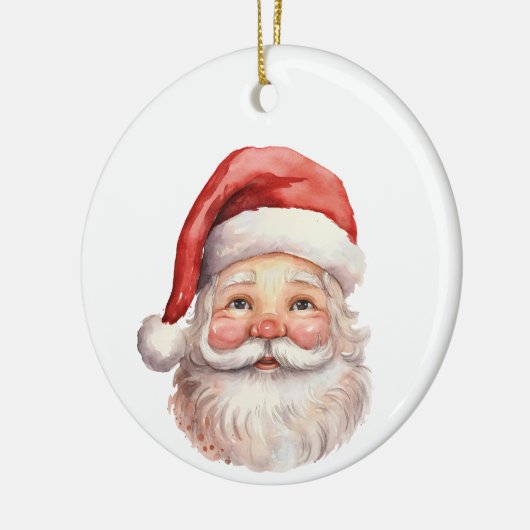 Waterverf stijl kerstman gezicht kerst keramisch ornament (Links)