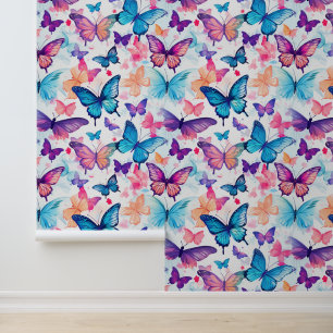 Waterverf stijl kleurrijke grillige vlinder behang