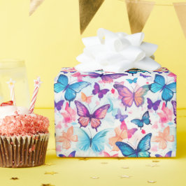 Waterverf stijl kleurrijke grillige vlinder cadeaupapier