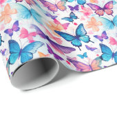 Waterverf stijl kleurrijke grillige vlinder cadeaupapier (Rol Hoek)