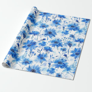 Waterverf stijl korenbloem type blauw cadeaupapier