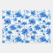 Waterverf stijl korenbloem type blauw inpakpapier vel (Voorkant 3)