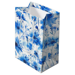 Waterverf stijl korenbloem type blauwe bloem medium cadeauzakje